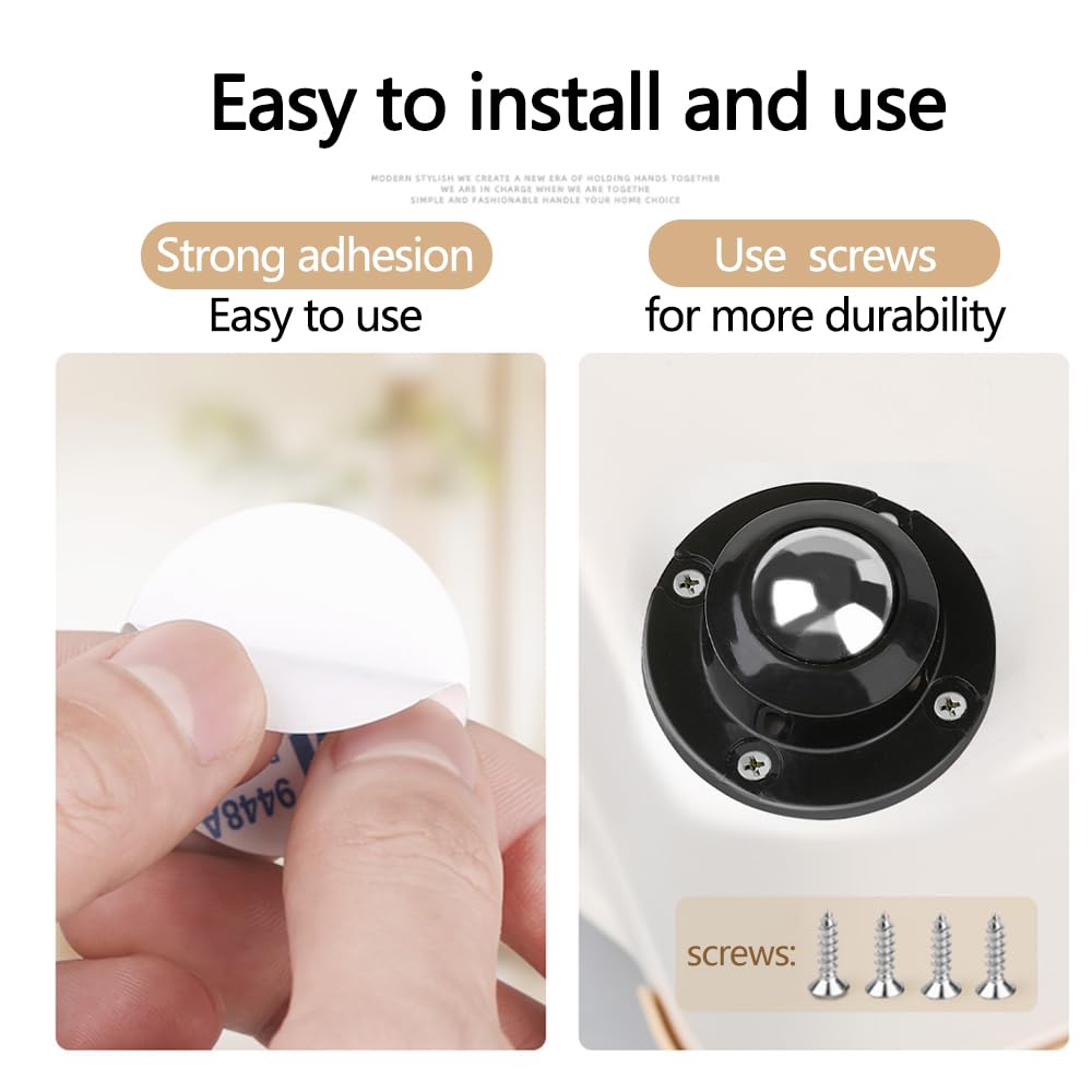Self Adhesive Caster Wheels 0.8 Inch Black 4 Pack R365786