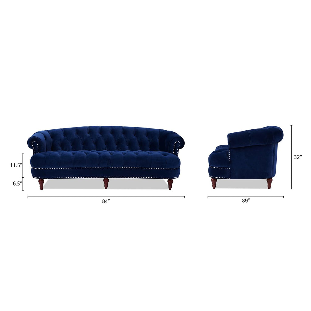 Navy Blue Velvet Tufted Sofa T551890