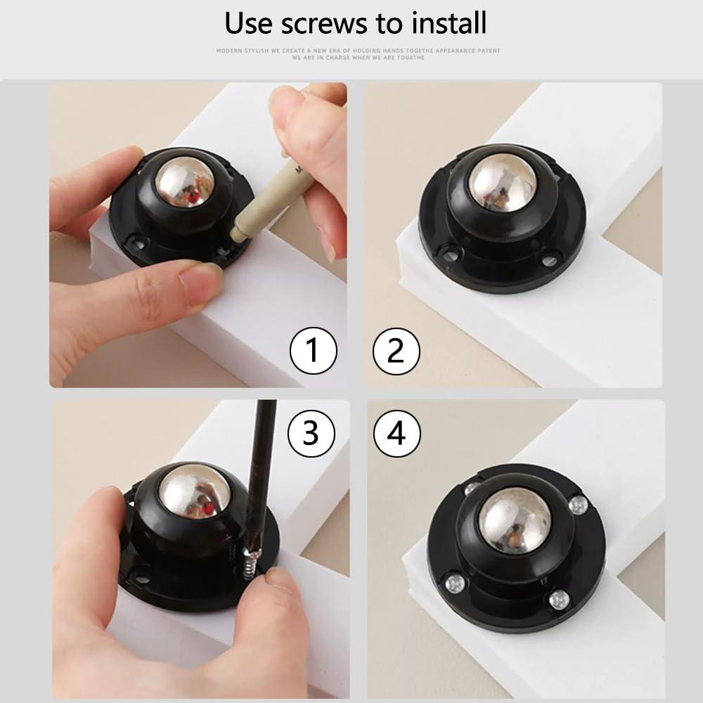 Self Adhesive Caster Wheels 0.8 Inch Black 4 Pack R365786