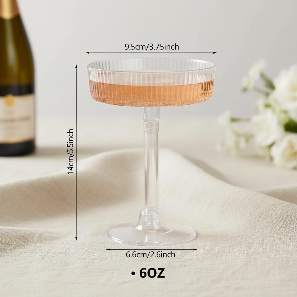 24 Pack 6oz Plastic Martini Glasses Y165326