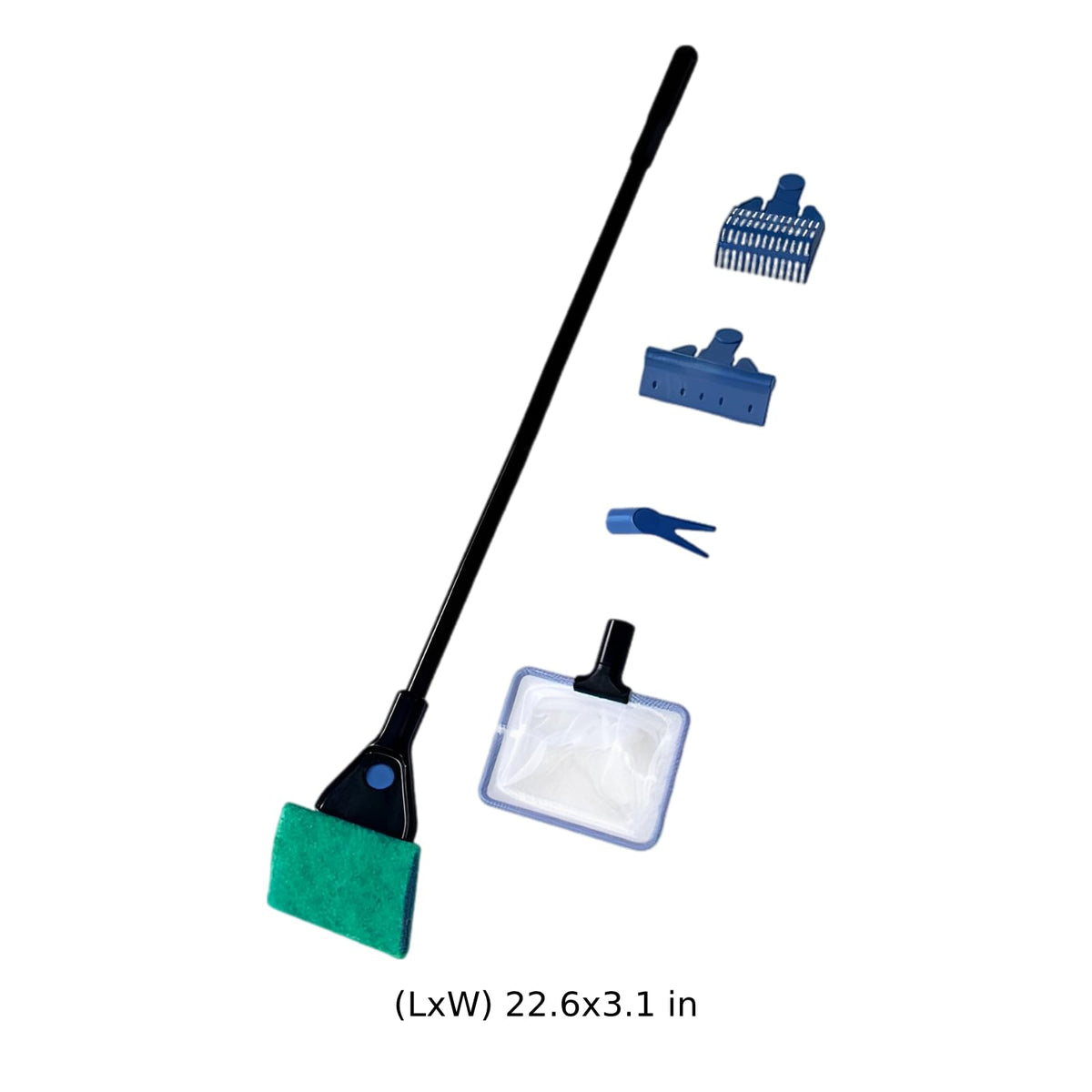 5 in 1 Aquarium Cleaning Kit with Algae Scraper Gravel Rake Fish Net and Brush J1577