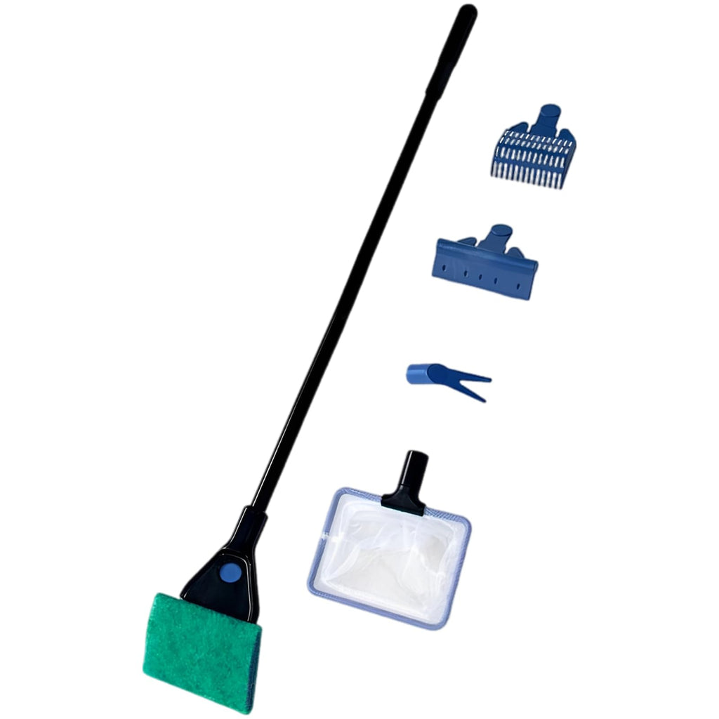 5 in 1 Aquarium Cleaning Kit with Algae Scraper Gravel Rake Fish Net and Brush J1577