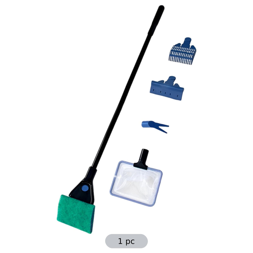 5 in 1 Aquarium Cleaning Kit with Algae Scraper Gravel Rake Fish Net and Brush J1577