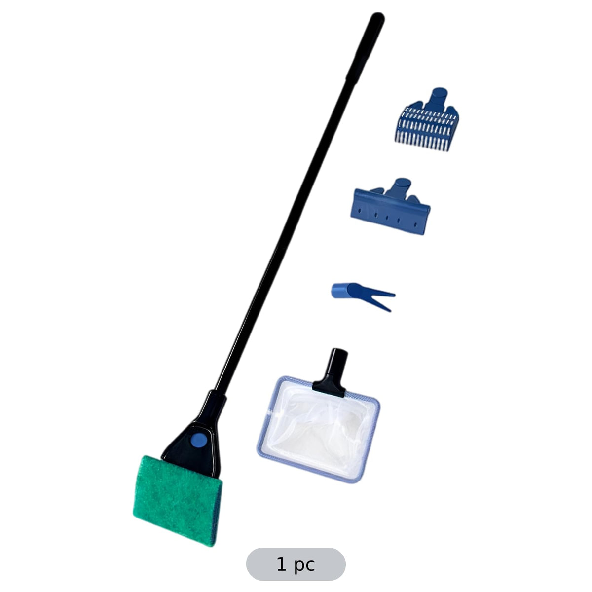5 in 1 Aquarium Cleaning Kit with Algae Scraper Gravel Rake Fish Net and Brush J1577