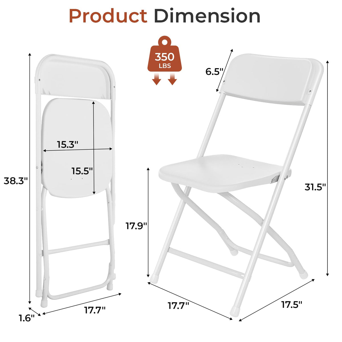 10 Pack White Plastic Folding Chair B2561