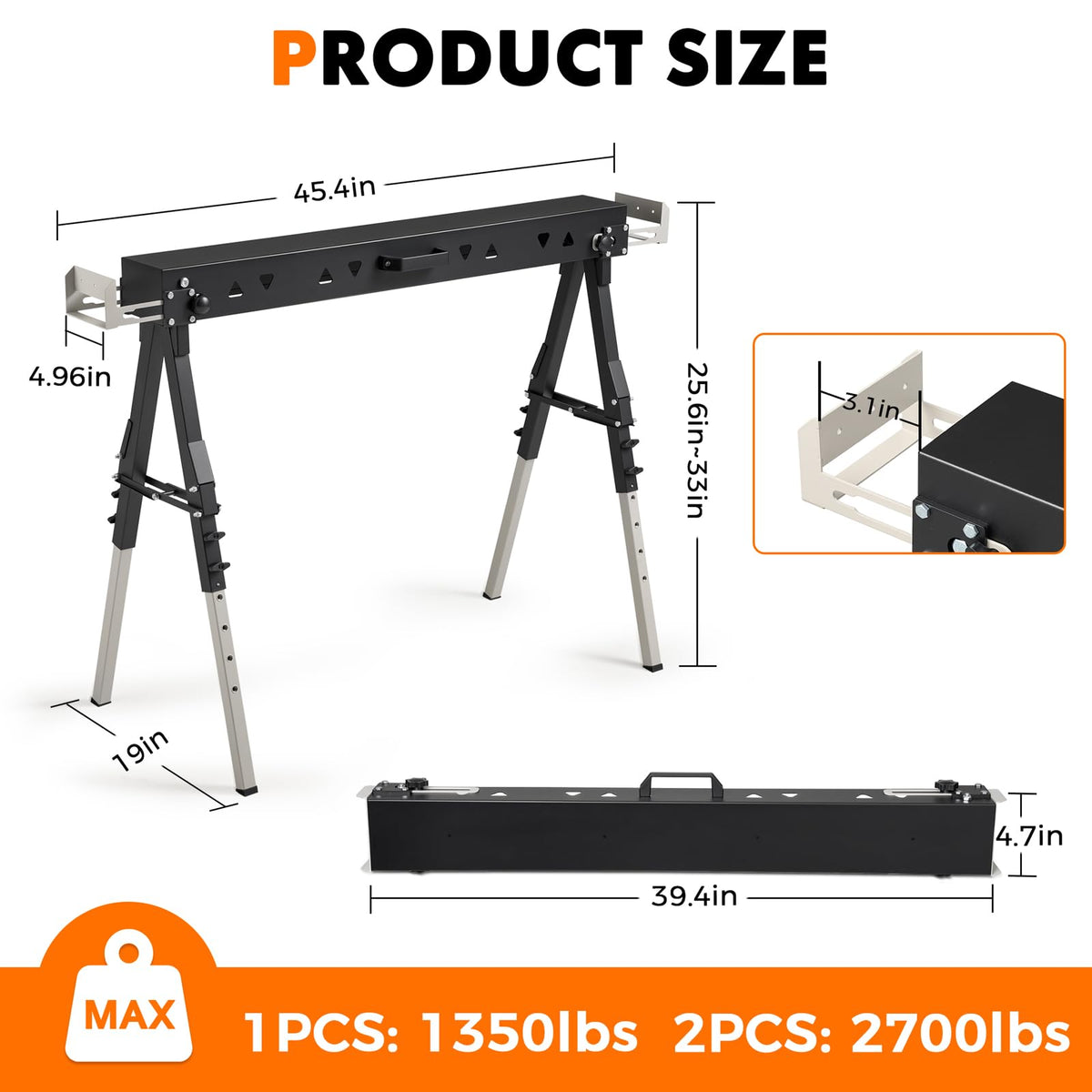 Heavy Duty Folding Sawhorse 2 Pack Q15779