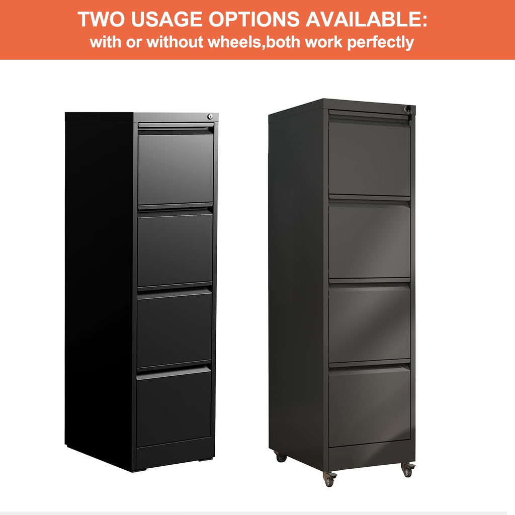 4 Drawer Locking File Cabinet with Wheels V625