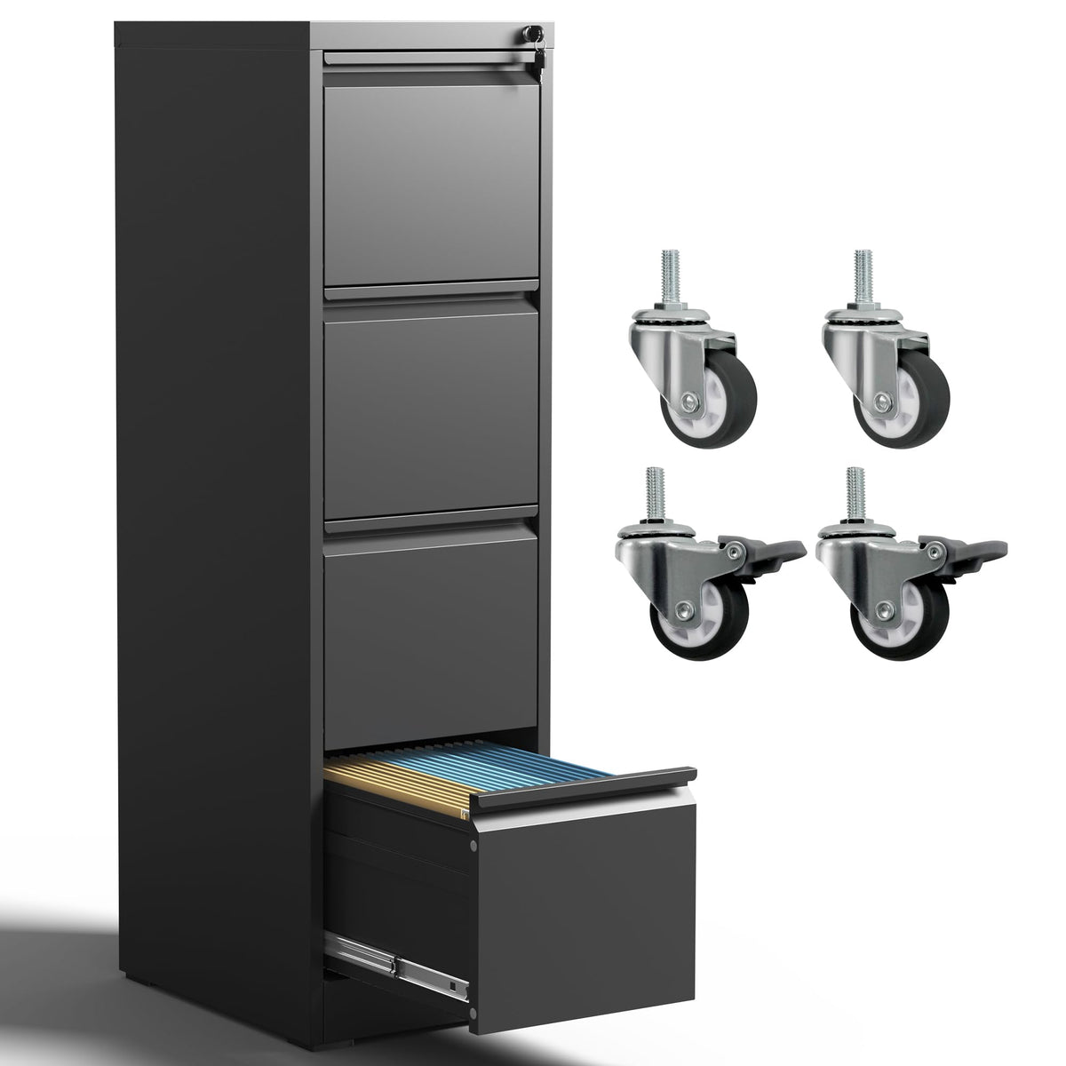 4 Drawer Locking File Cabinet with Wheels V625