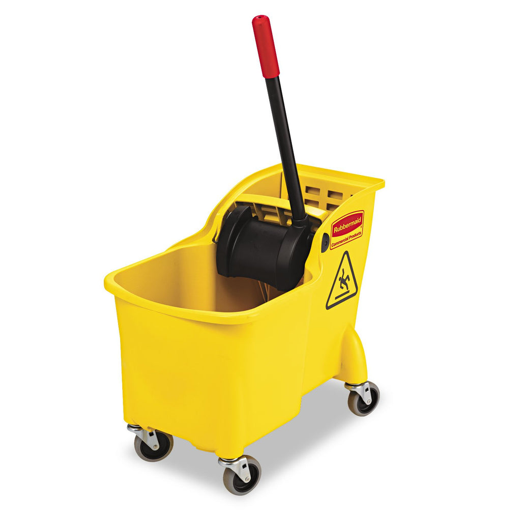 31 QT Tandem Mop Bucket and Wringer Combo on Wheels, Yellow O9008