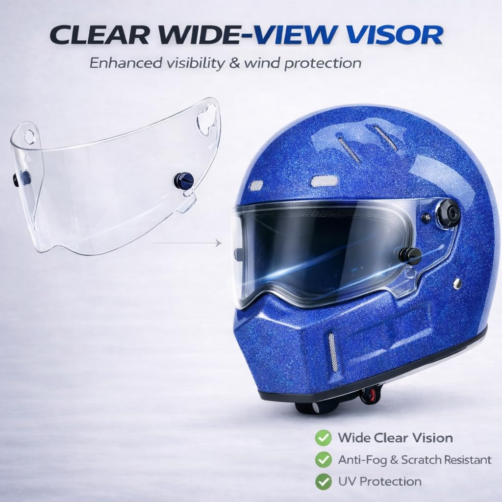 DOT Approved Fiberglass Full Face Motorcycle Helmet with Clear Visor N112