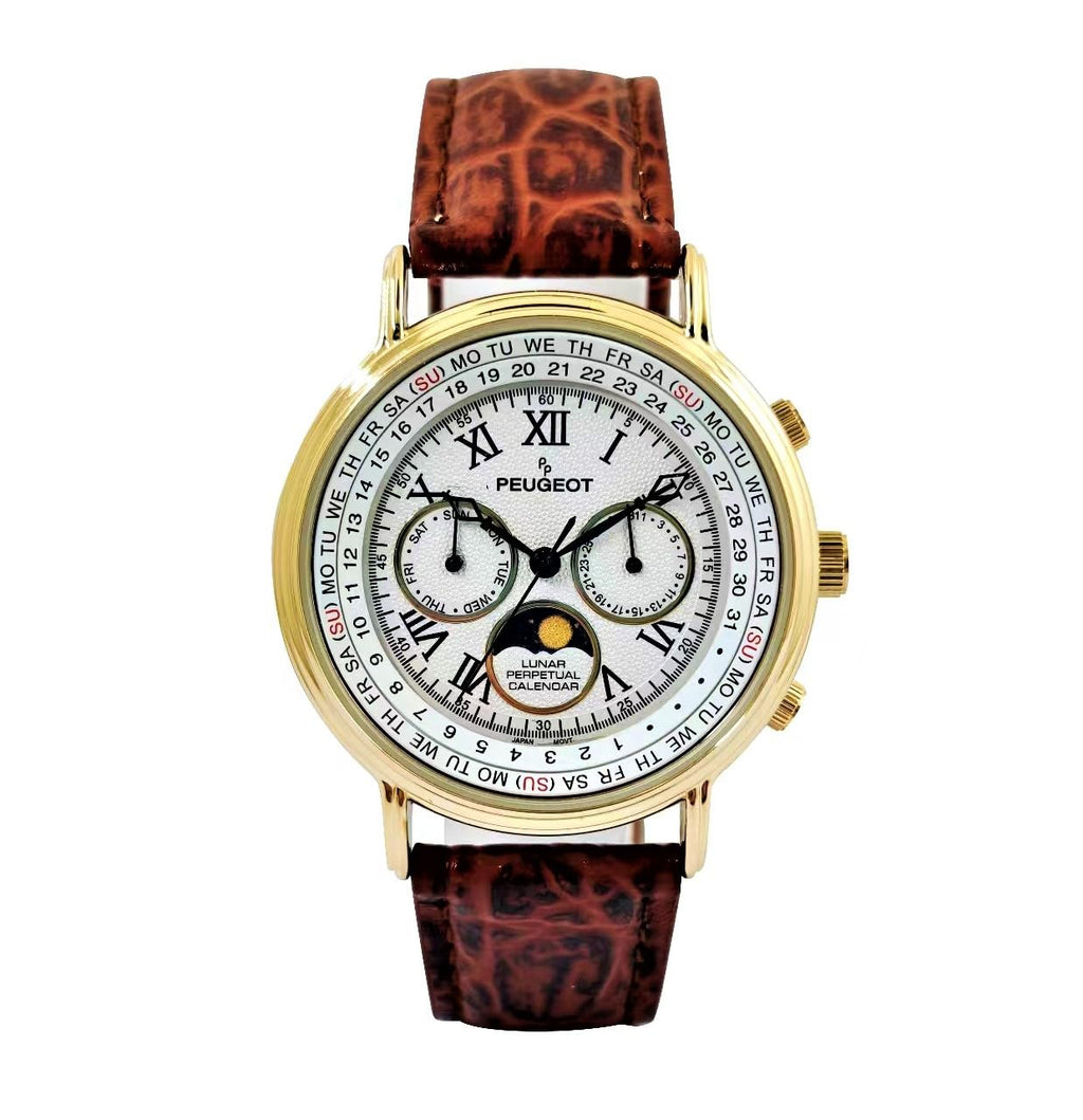 Gold Tone Leather Watch Q269762