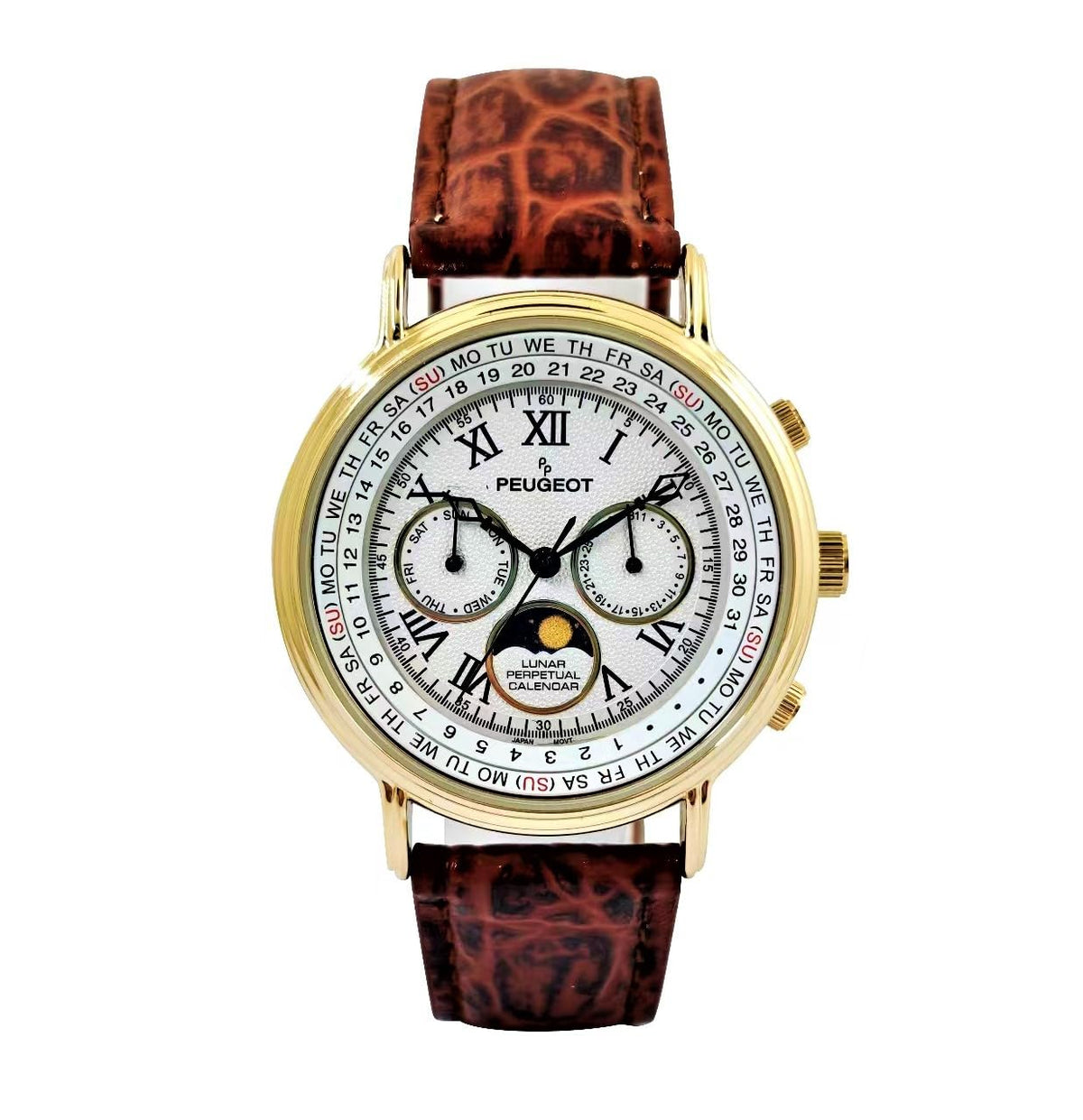 Gold Tone Leather Watch Q269762
