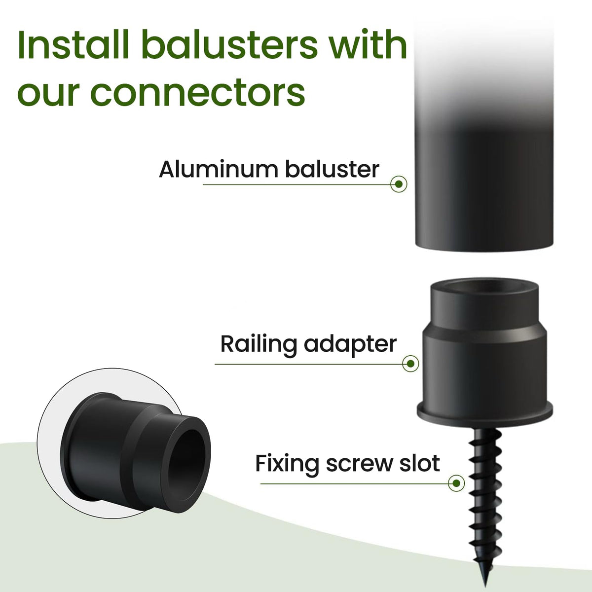 32"-100Pack Aluminum Deck Balusters Hollow Round Deck Railing Spindles Matte Coated Black S960
