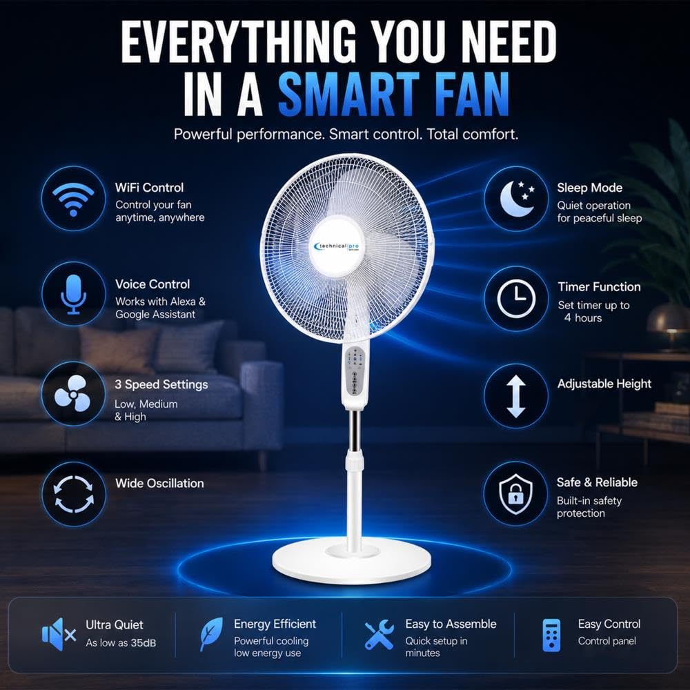 16" Standing Fan with WiFi Control V2905