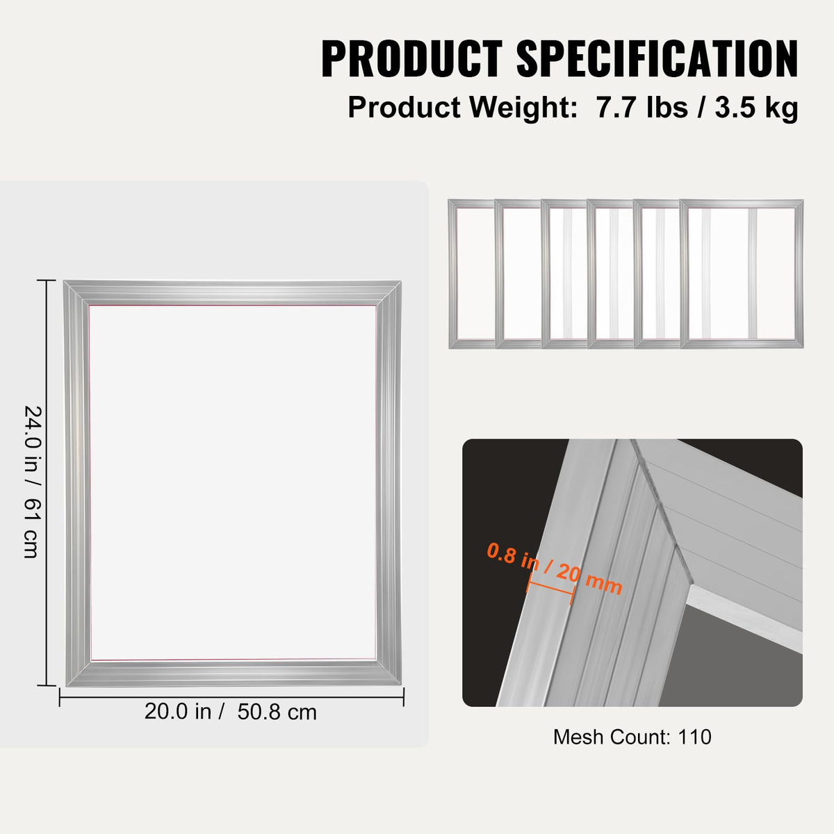 6 Pieces Aluminum Silk Screen Frame with 110 Count Nylon Mesh S352990