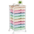 Rolling Storage Cart with 8 Drawers and Wooden Tabletop P45099