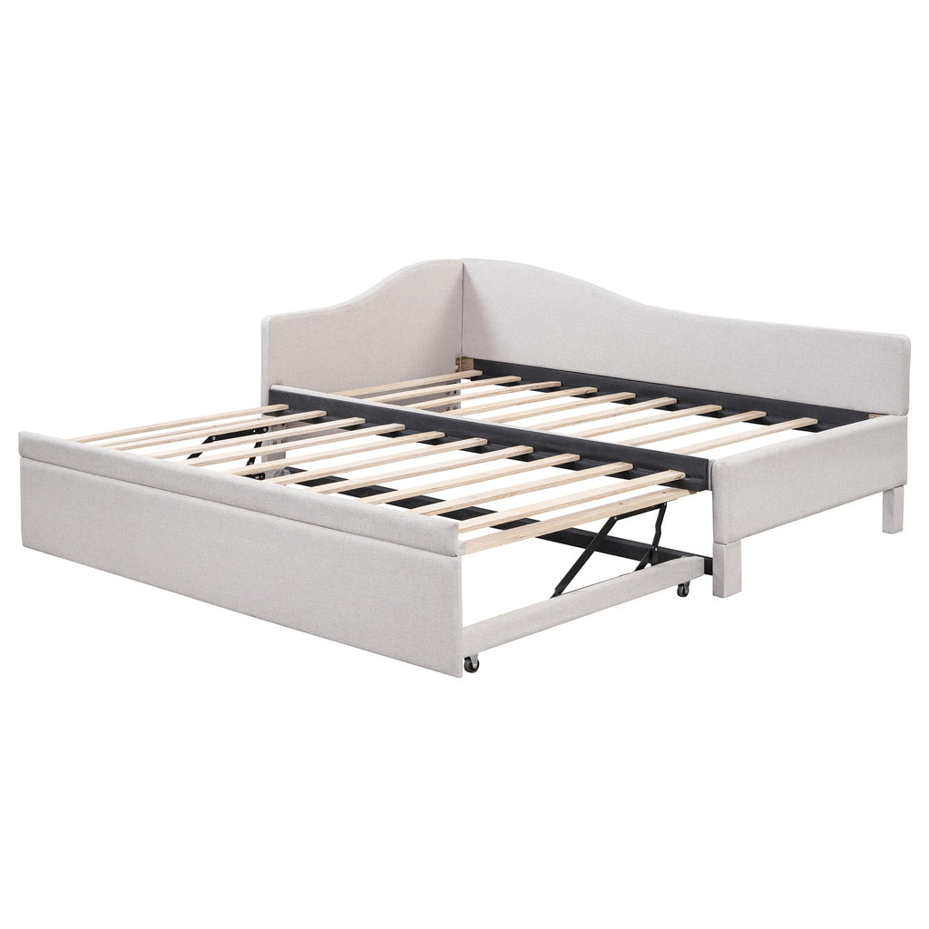 Twin Size Upholstered Linen Daybed with Pop up Trundle H753321