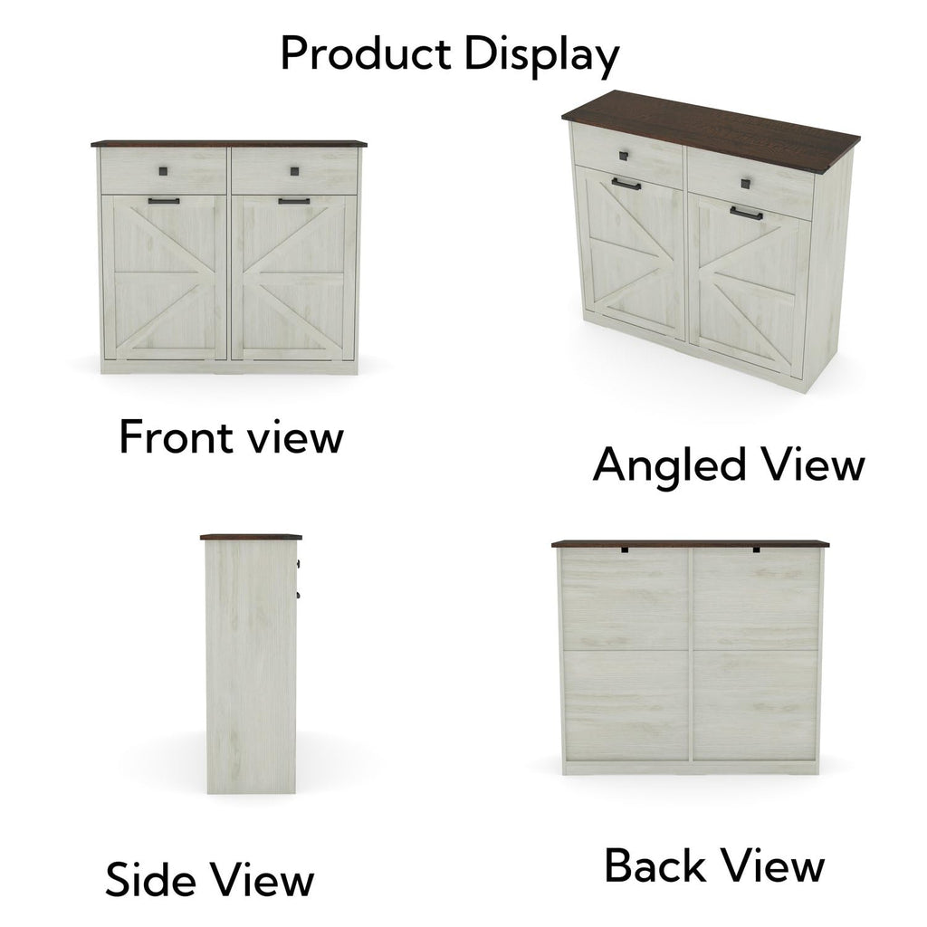 Brown and Antique White 20 Gallon Tilt-Out Trash Cabinet F56964