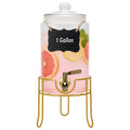1 Gallon Glass Beverage Dispenser with Glass Airtight Lid and Stainless Steel Spigot C6352
