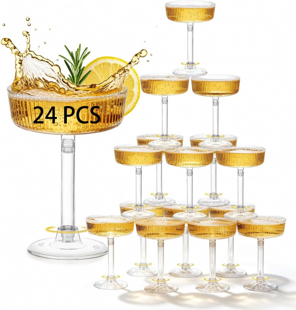 24 Pack 6oz Plastic Martini Glasses Y165326