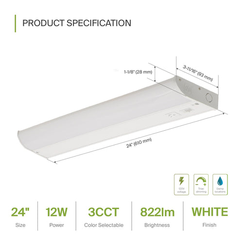 24 inch 12W Dimmable LED Under Cabinet Lighting 2 Pack C5322