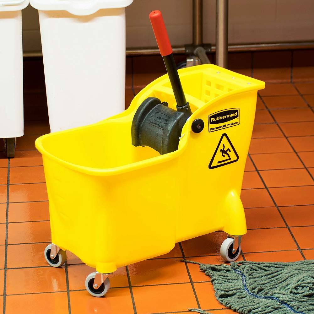 31 QT Tandem Mop Bucket and Wringer Combo on Wheels, Yellow O9008