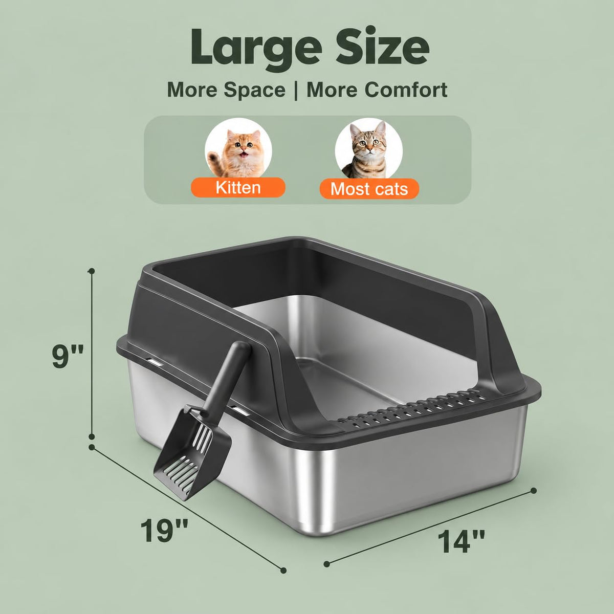 Stainless Steel High Sided Litter Box with Lid K871194