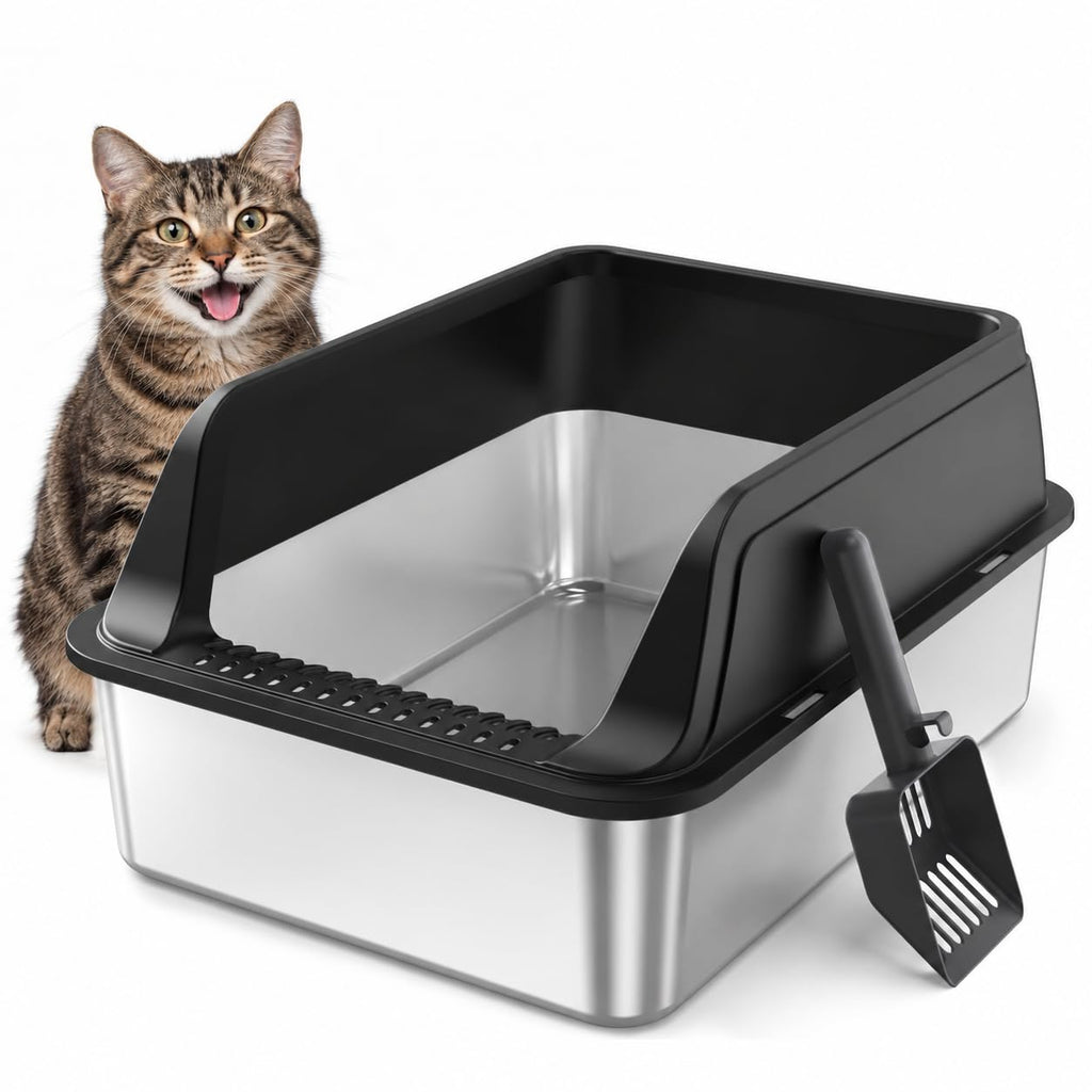Stainless Steel High Sided Litter Box with Lid K871194
