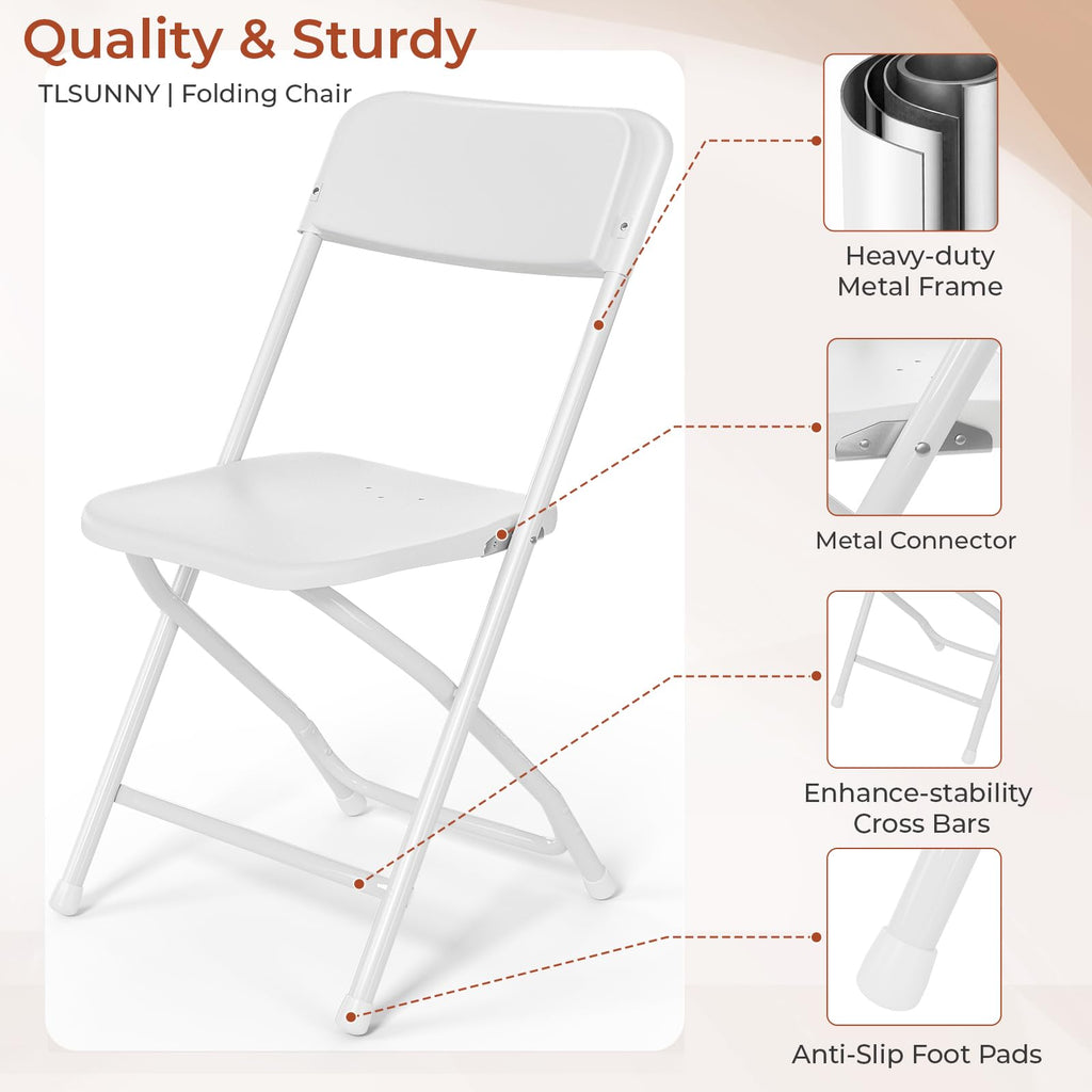 10 Pack White Plastic Folding Chair B2561