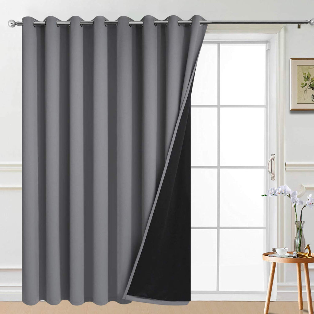 Grey 100% Blackout Patio Door Curtain Panel W100 x L84 F835695