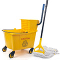 35 Quart Mop Bucket with Side Press Wringer on Wheels Q35030