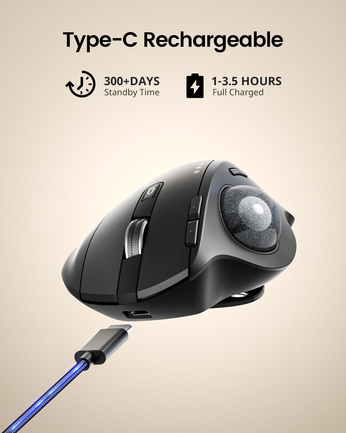 Wireless Rechargeable Gray Trackball Mouse M46691