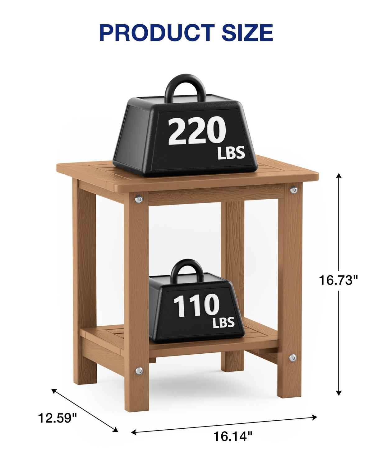 Outdoor Side Table Set of 2 Weather Resistant 2-Tier G8181