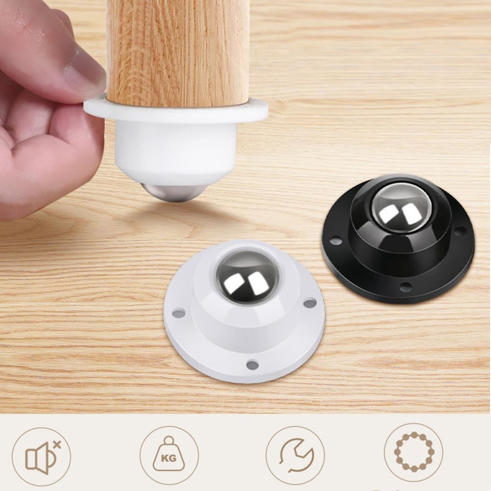 Self Adhesive Caster Wheels 0.8 Inch Black 4 Pack R365786