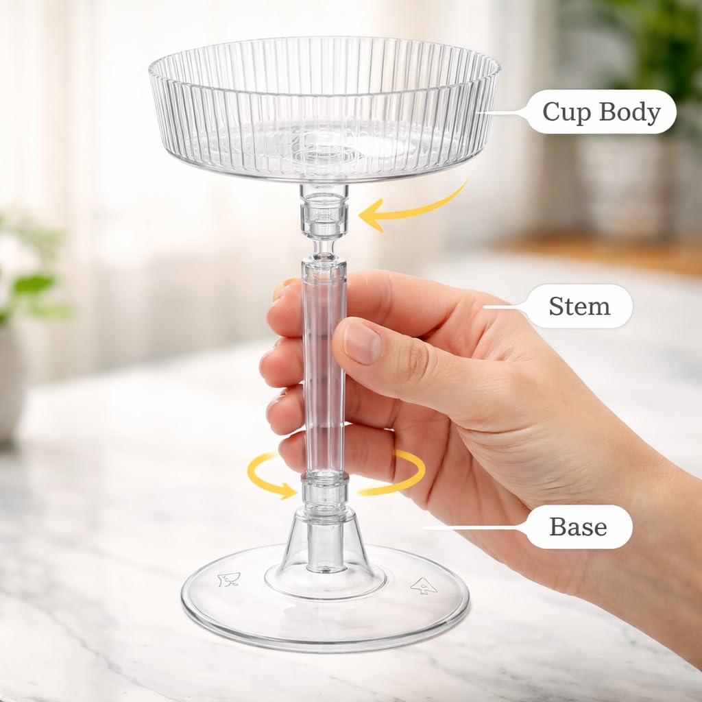 24 Pack 6oz Plastic Martini Glasses Y165326