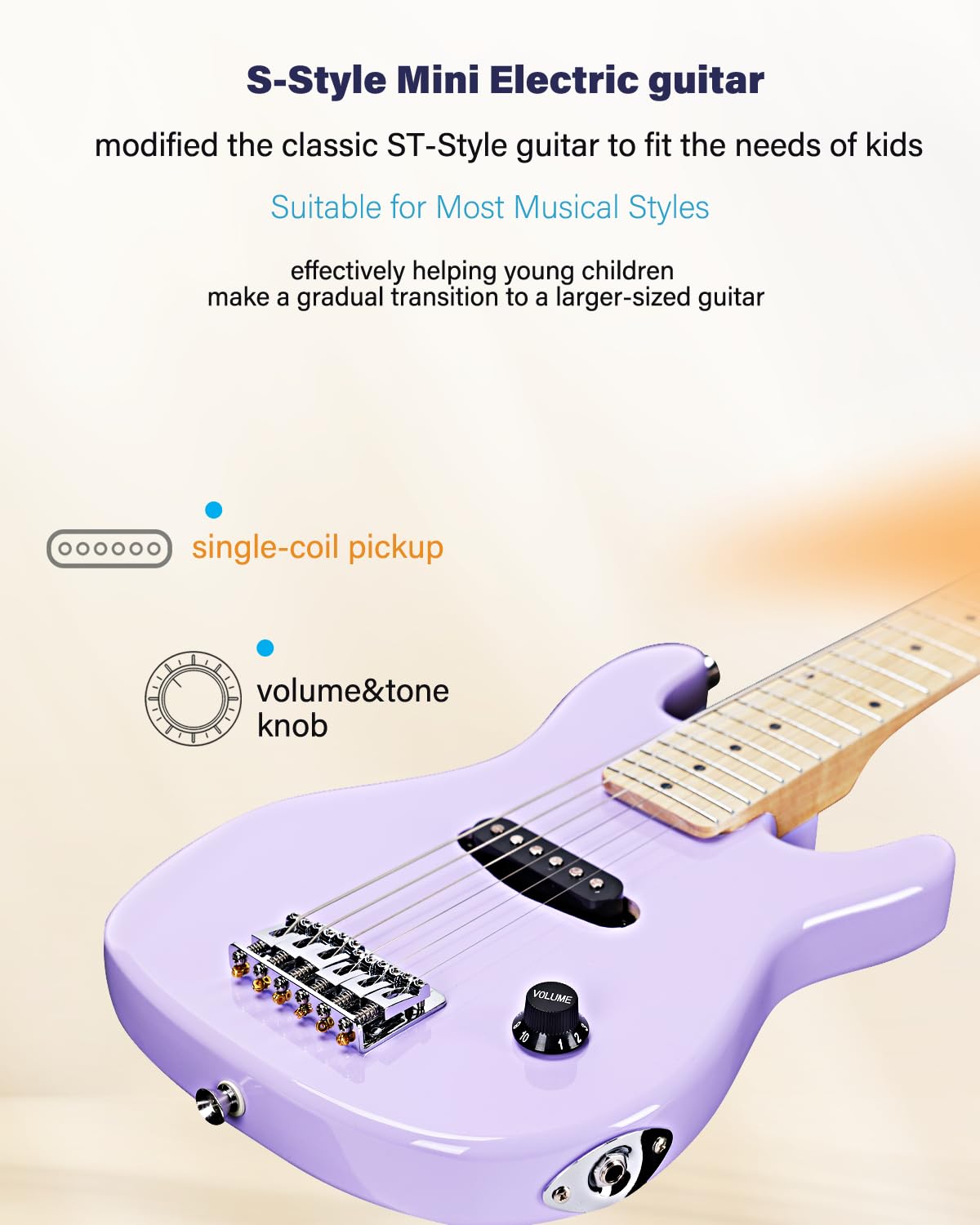 30 Inches Right Handed Electric Guitar with Beginner Kit F183