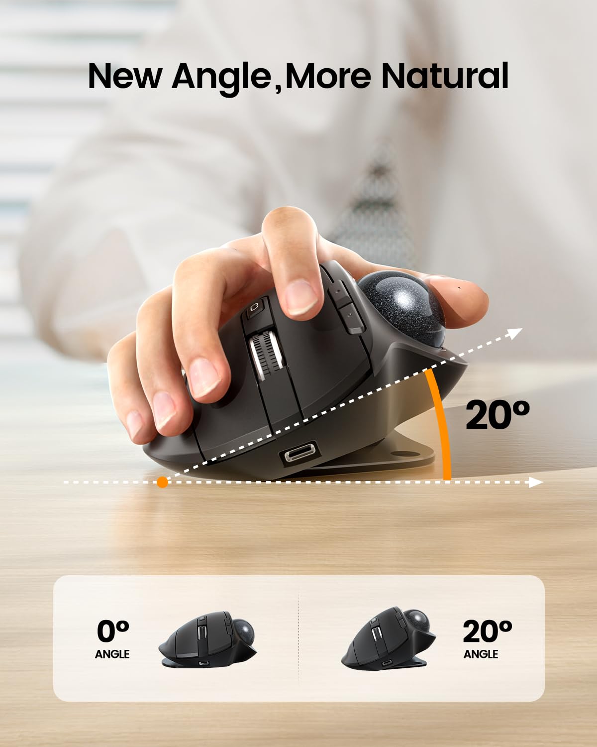 Wireless Rechargeable Gray Trackball Mouse M46691
