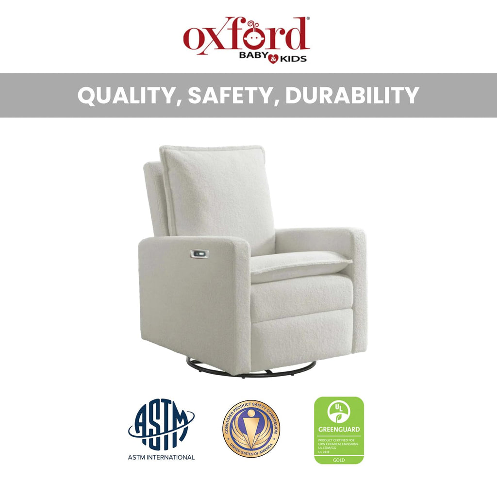 White Boucle Swivel Glider Recliner L311