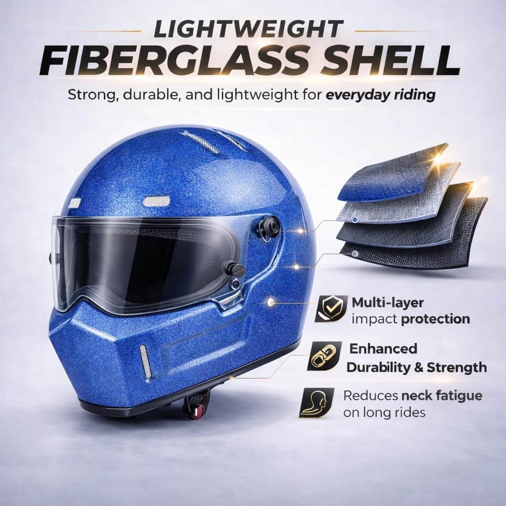 DOT Approved Fiberglass Full Face Motorcycle Helmet with Clear Visor N112
