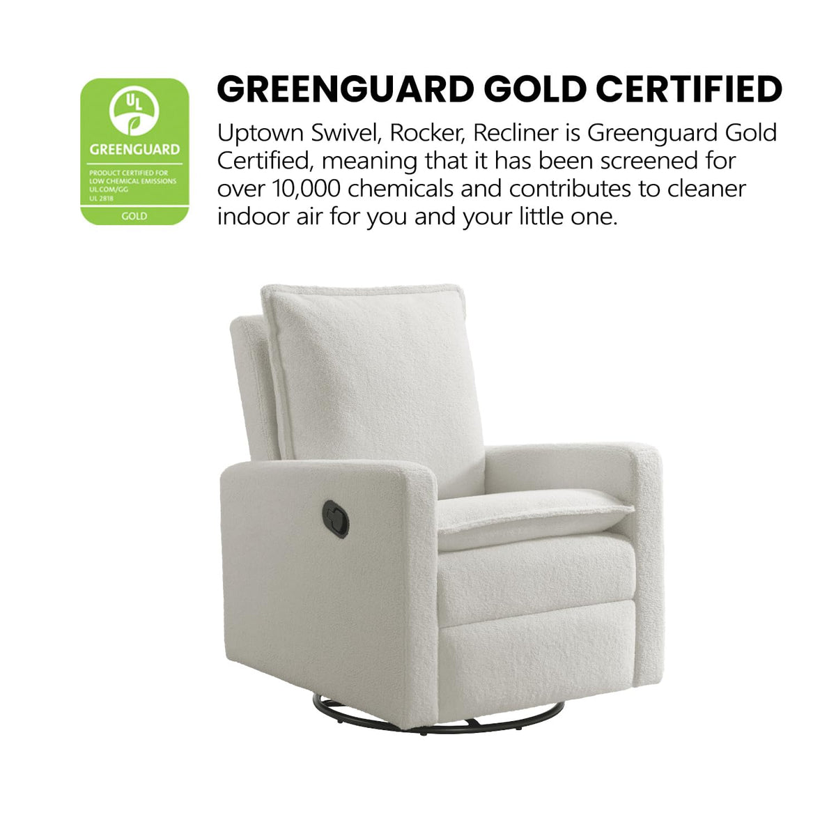 White Boucle Swivel Glider Recliner L311