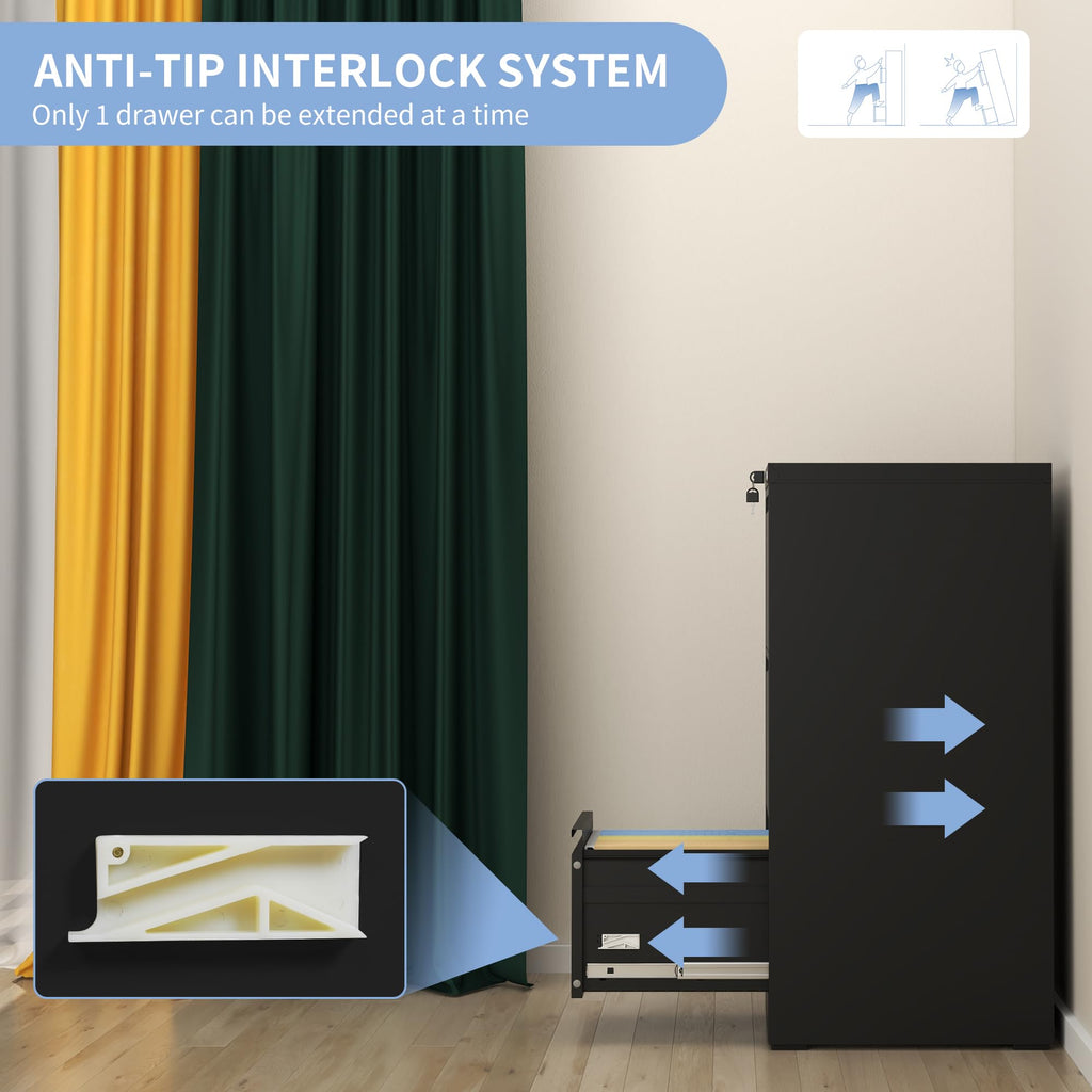 3 Drawer Metal File Cabinet with Lock H534505