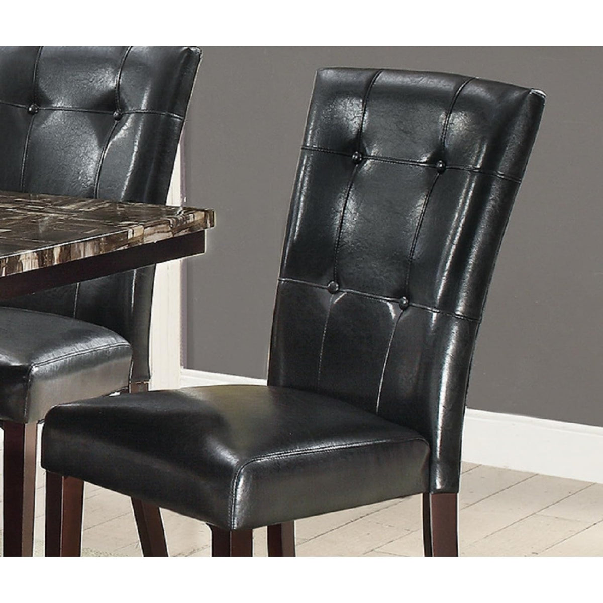 Black Faux Leather Parson Chairs Set of 2 C3811
