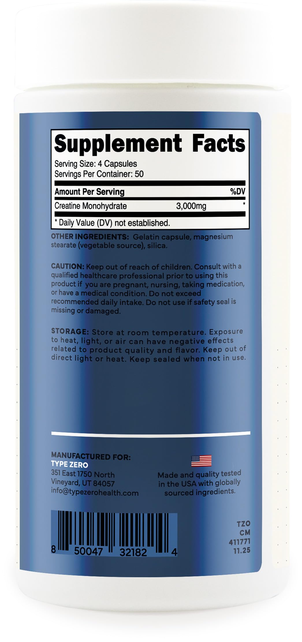 Creatine Monohydrate Capsules 3,000mg 200 Count M350648
