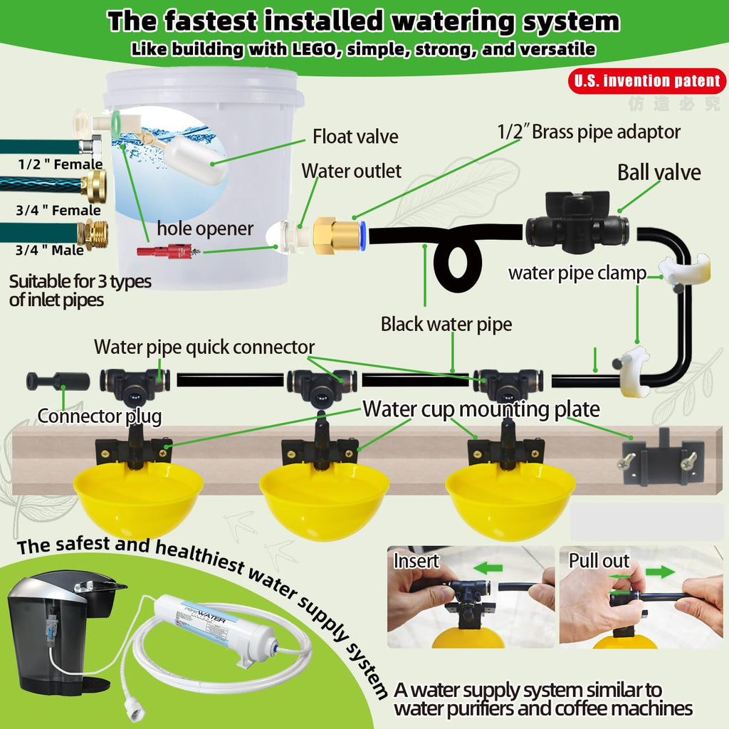 Automatic Chicken Water System Set with Water Cup G409684