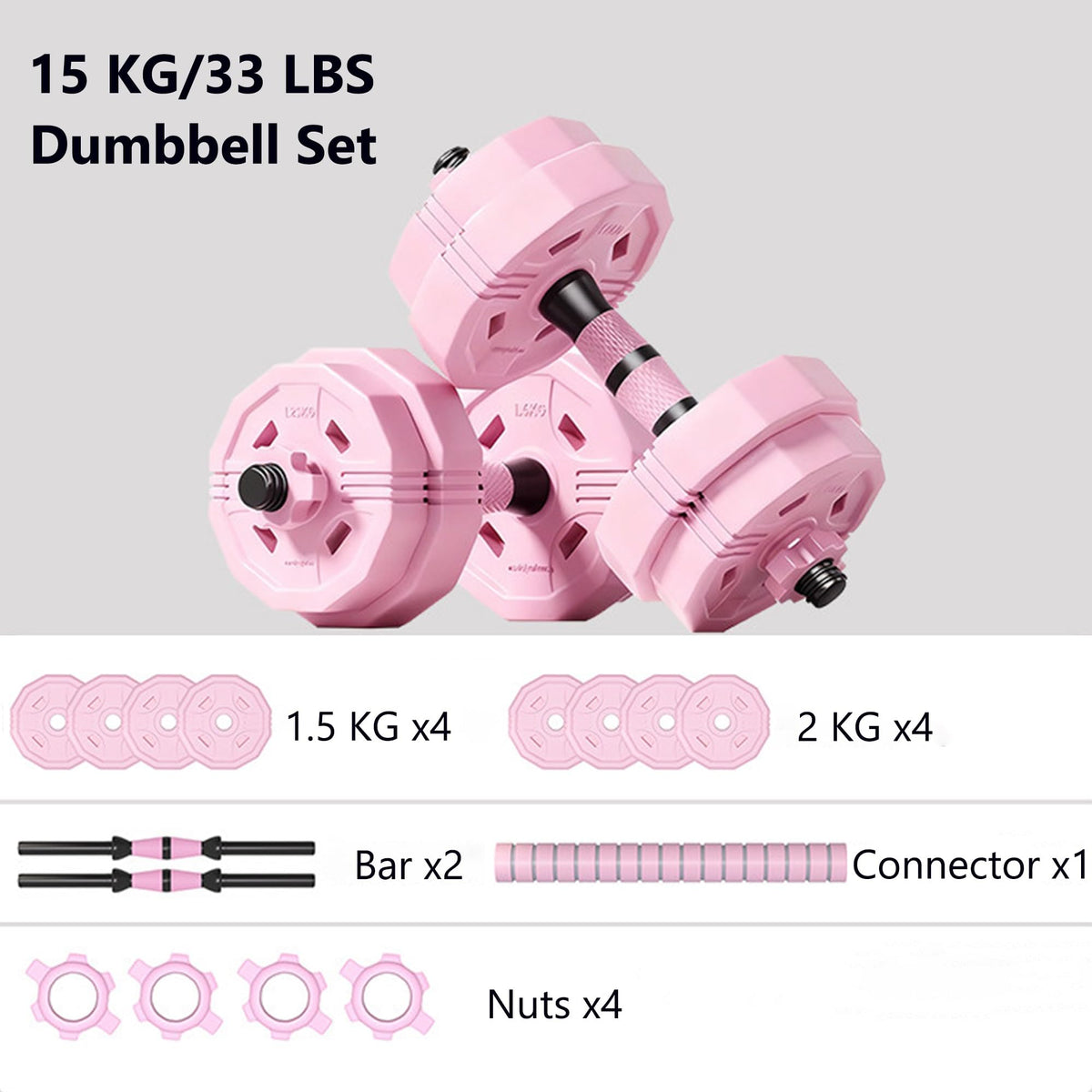 Adjustable Dumbbells Set 2 in 1 Free Weights Dumbbell Barbell Set Y501266