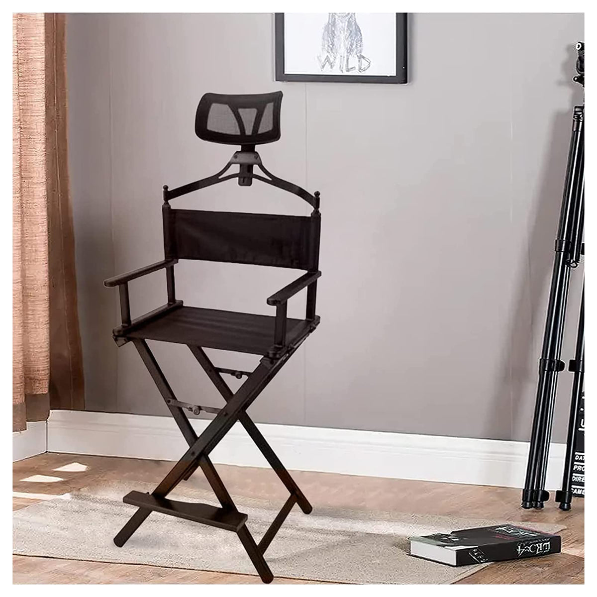 31 Inch Tall Aluminum Director Chair with Headrest and Footrest S1866