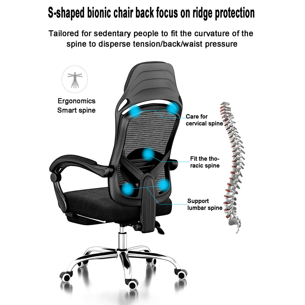 Orange Height Adjustable Mesh Ergonomic Office Chair J933