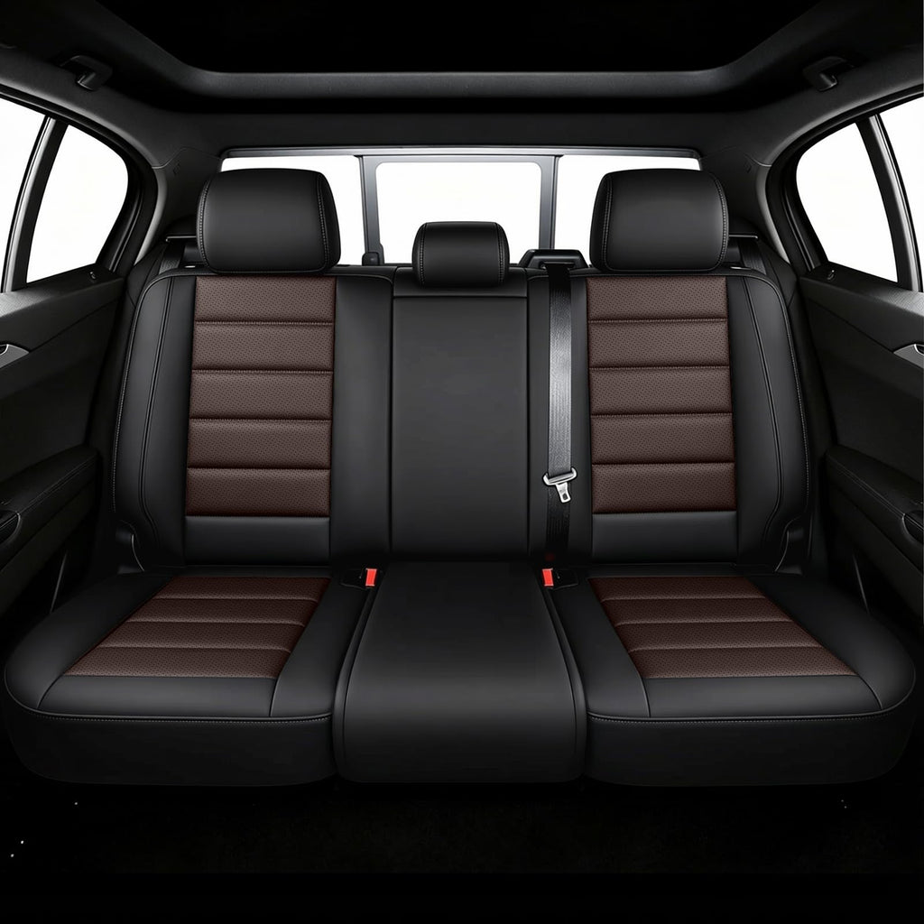 Full Set Car Seat Covers, Waterproof Seat Protectors, Standard 5 Seats, Black & Coffee M5832