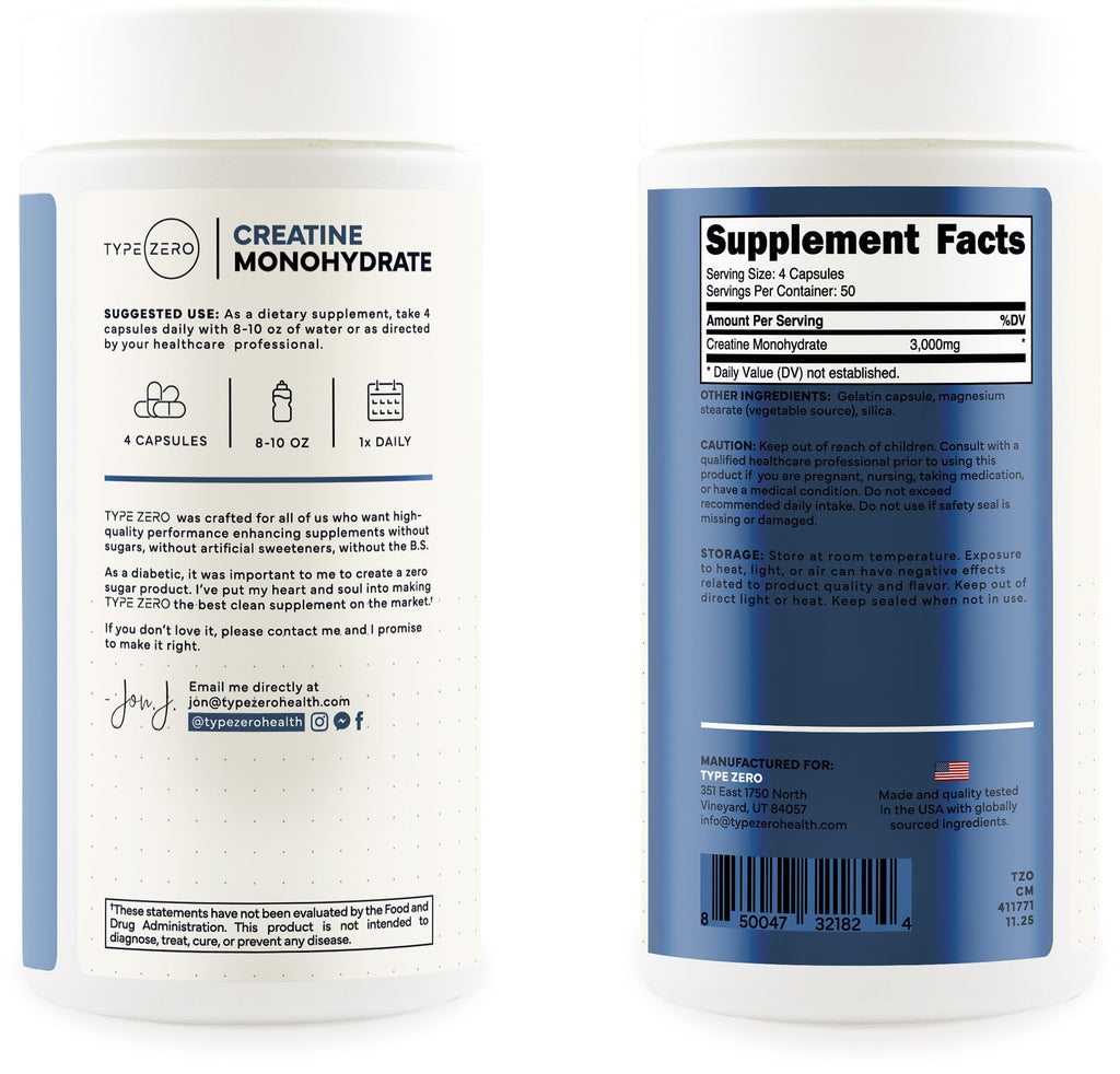 Creatine Monohydrate Capsules 3,000mg 200 Count M350648