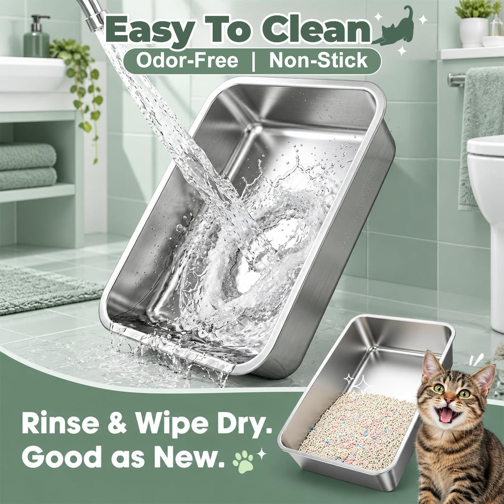 Stainless Steel High Sided Litter Box with Lid K871194